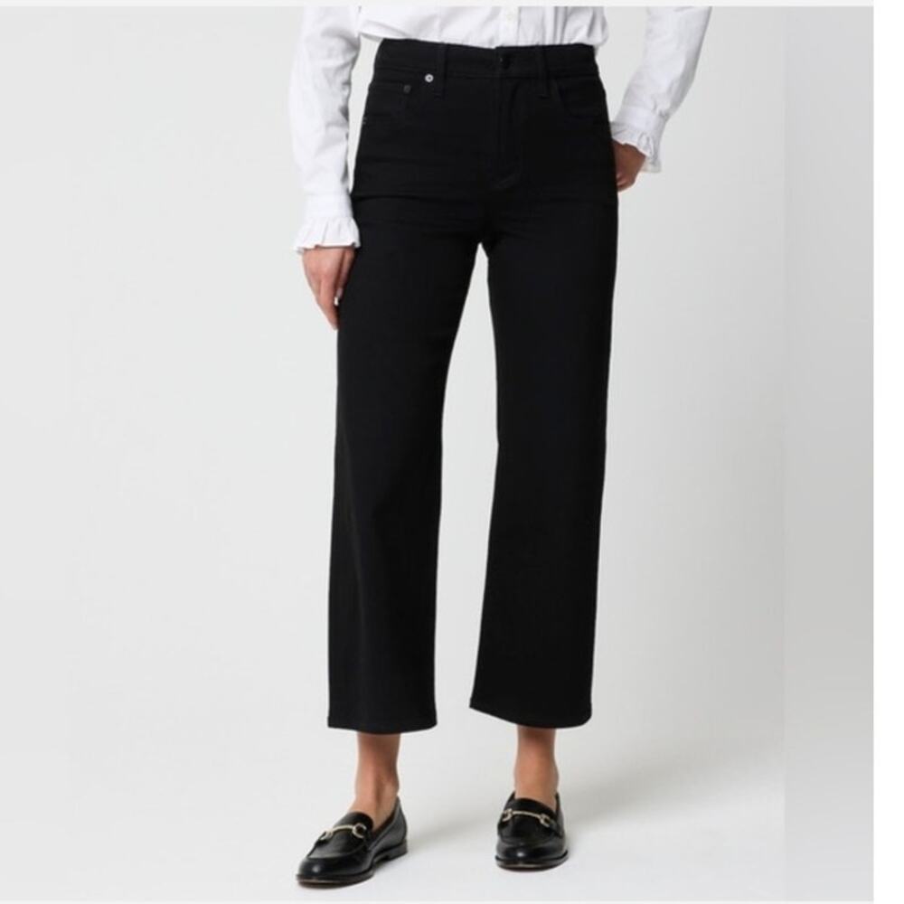 NWOT J. Crew Black Wide-Leg Cropped Jean In All-Day Stretch Black 31